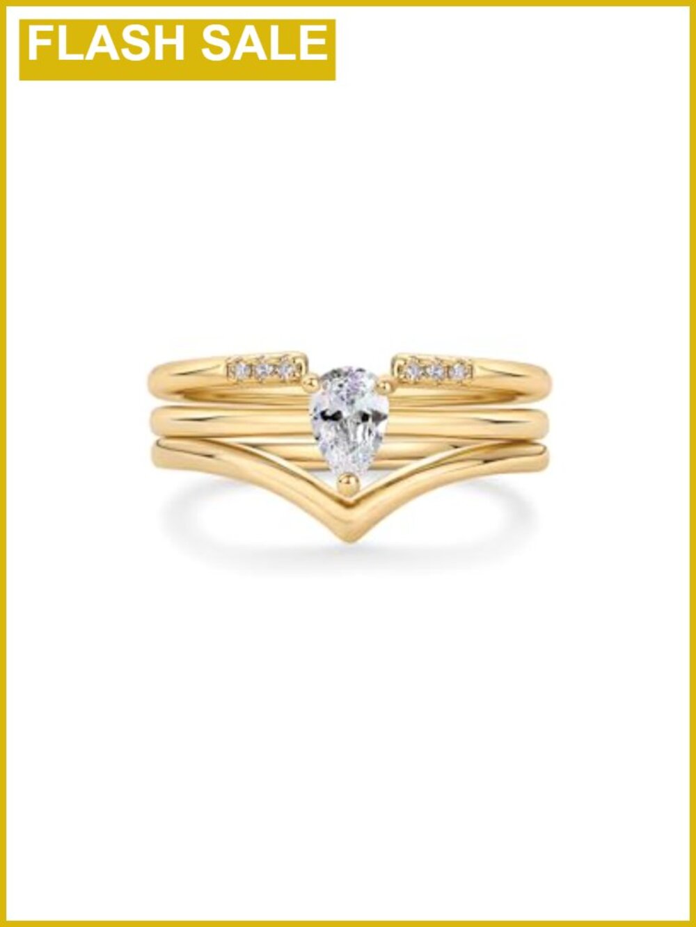 14K Gold Plated Stackable Rings Cubic Zirconia Opal Set